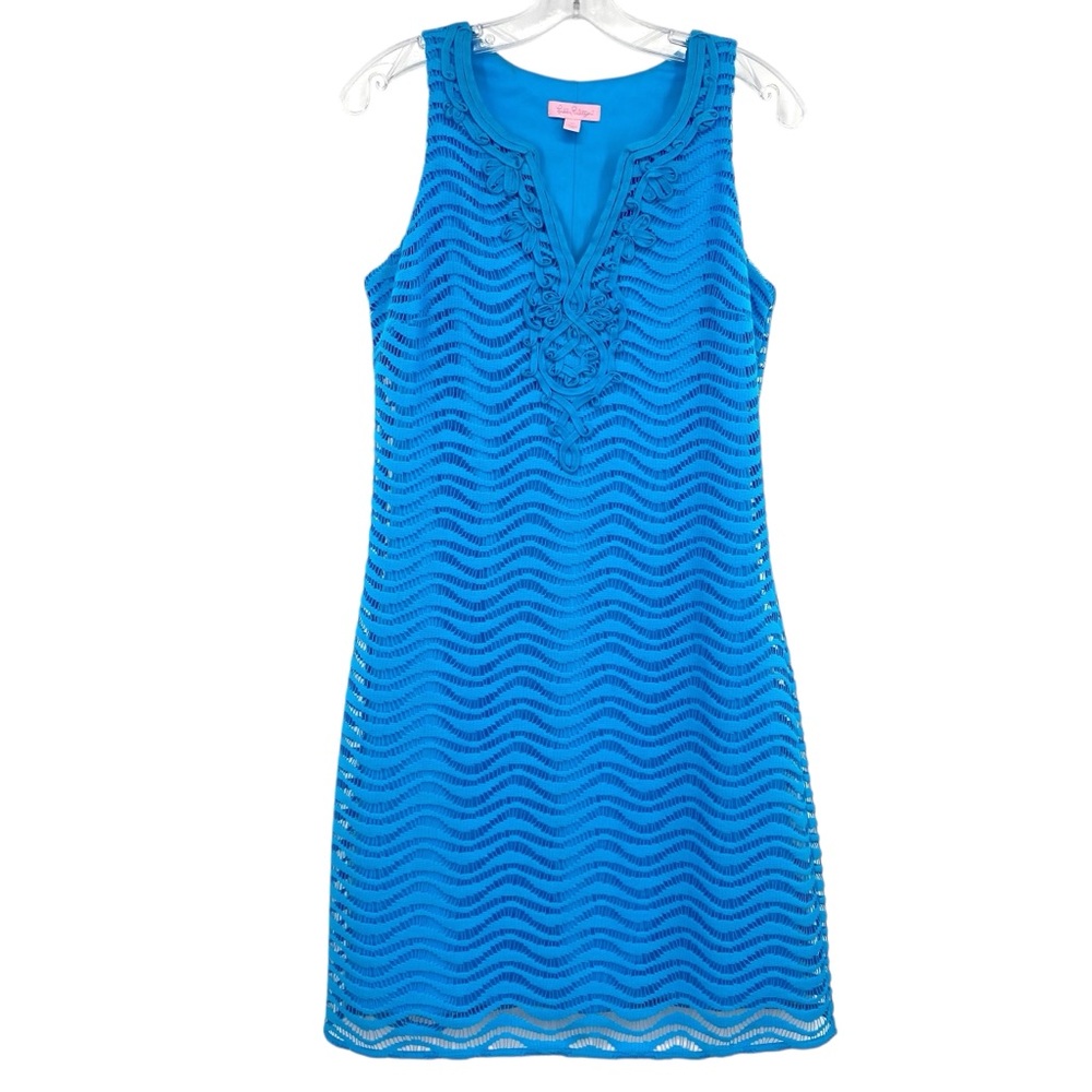 Lilly Pulitzer Margate Crochet Blue Mini Dress Medium